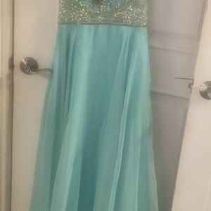Beautiful aqua prom dress with beading